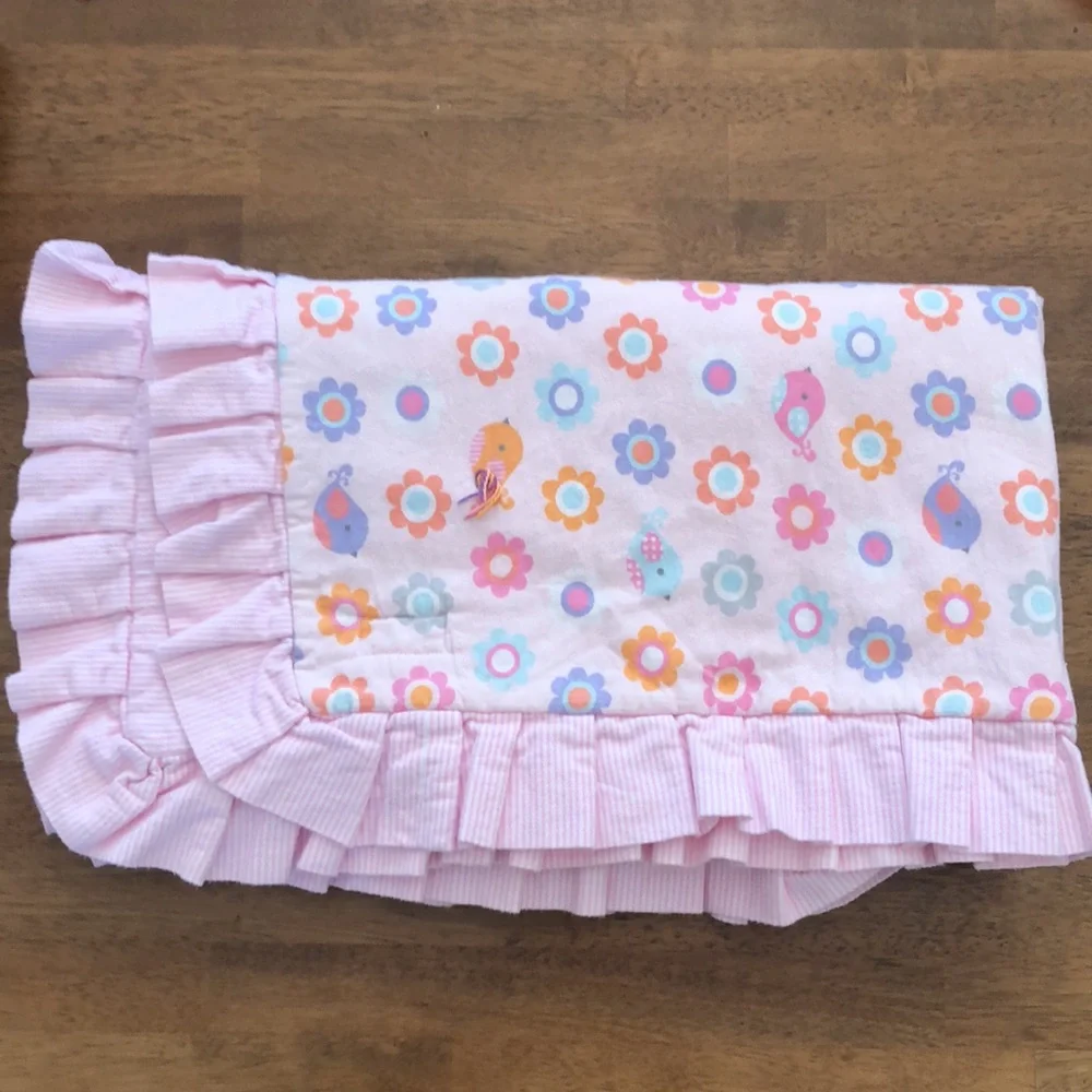 Pink Floral Ruffled Kids Blanket